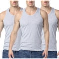 thumbnail image 2 of BXINGOHAI Men's Cotton Tank Top Soft Sleeveless Crewneck Breathable Shirts Basic Solid Undershirts Vest 3 Pack Gray,L, 2 of 3
