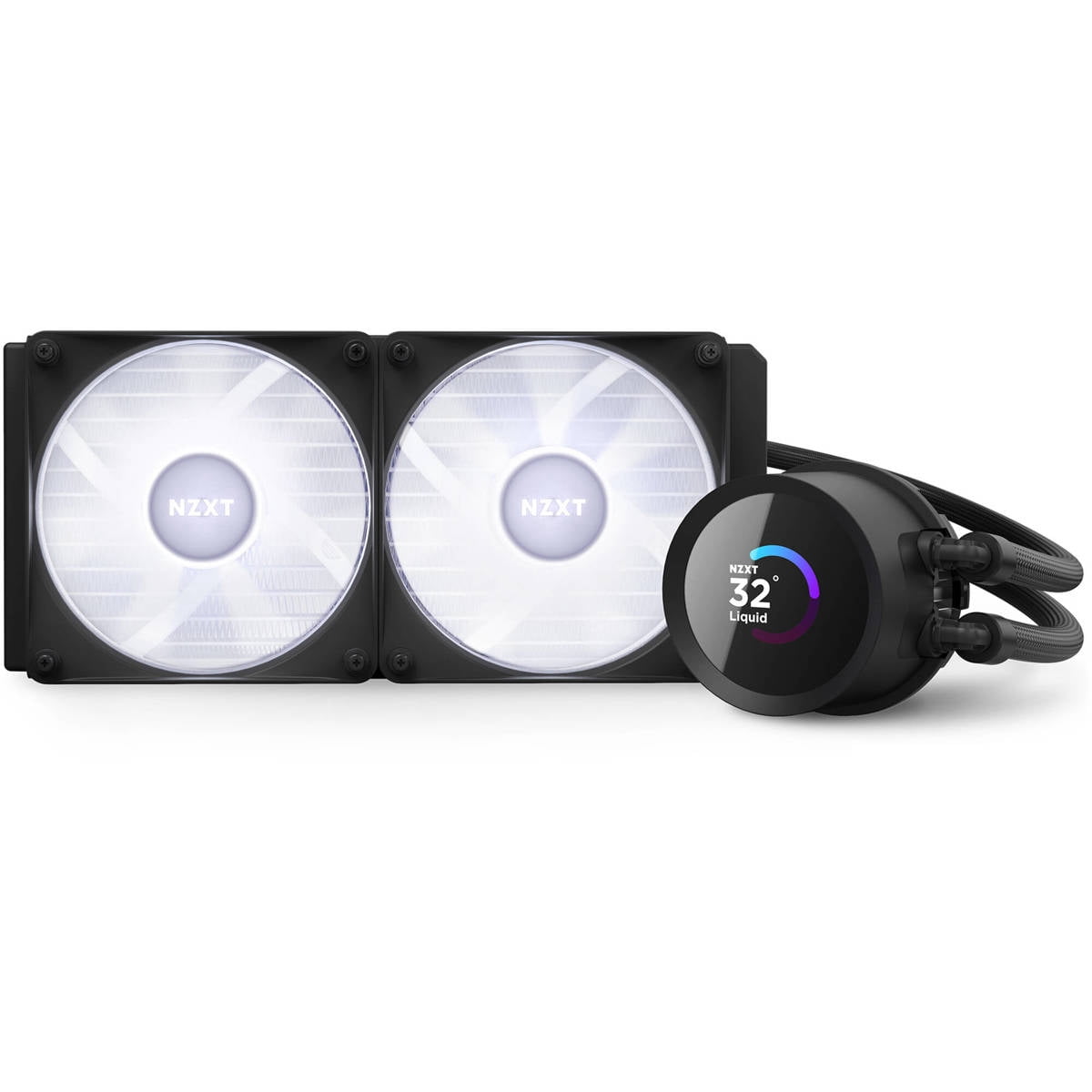 NZXT Kraken RGB 240mm - RL-KR240-B1 - AIO RGB CPU Liquid Cooler - LCD Display - 2 x F120RGB Core Fans Radiator Fans Black LGA 1700 / AM5 Compatible
