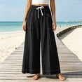 thumbnail image 3 of Guluxicc Women's Cotton Pants with Pockets Elastic Waist Drawstring Wide Leg Trousers for Everyday Wear Summer Casual Outfits, 3 of 7