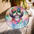 thumbnail image 3 of Hippie Shih Tzu Portrait Watercolor Tie-Dye Vintage Styles Stained Glass Suncatcher Lion Dog Lover Gifts Window Hanging Sign Decor - 00014, 3 of 5
