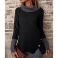 thumbnail image 2 of Sudadera cómoda de manga larga con cuello alto para mujer para invierno otoño oficina negro S, 2 of 6