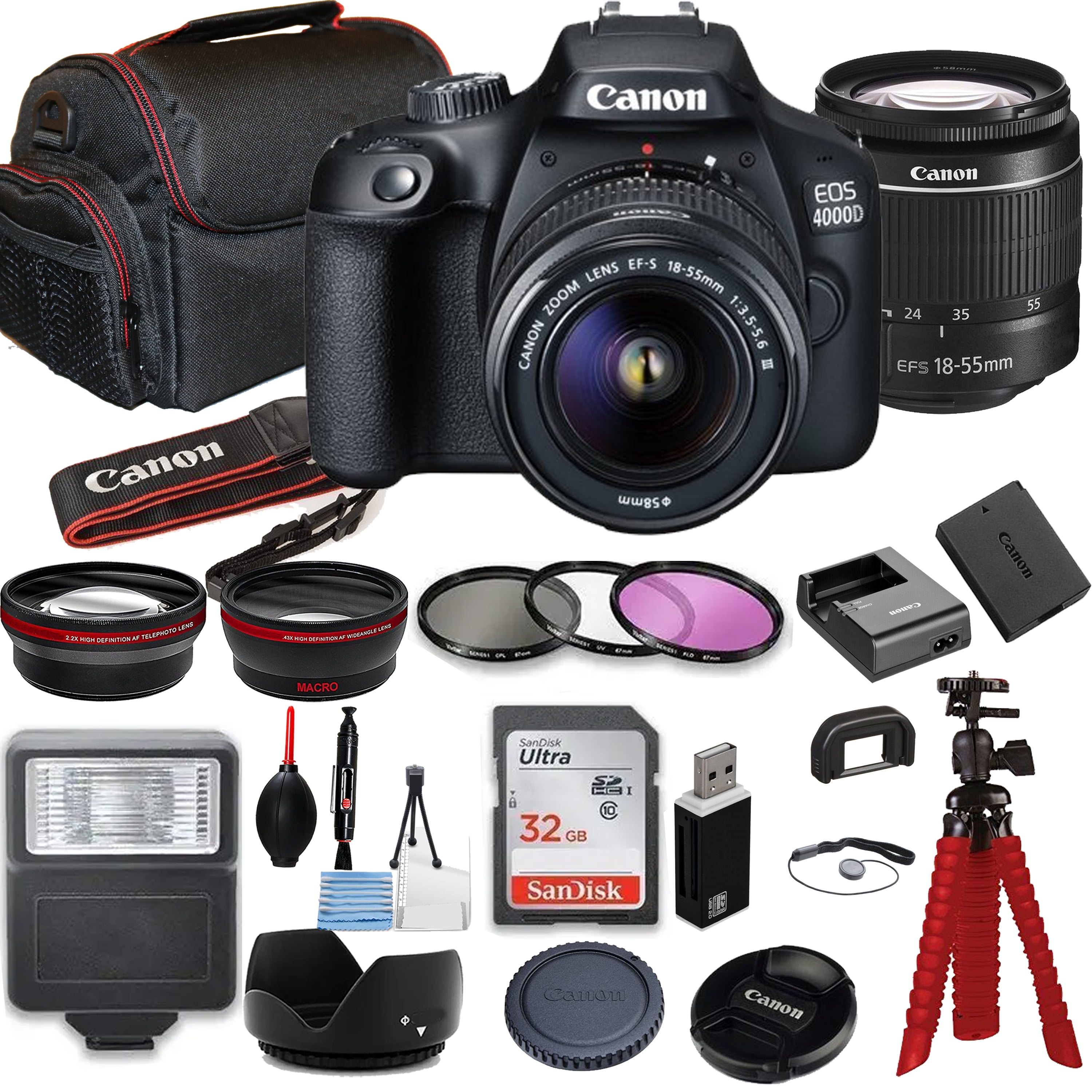 Canon EOS 4000D / Rebel T100 DSLR Camera Bundle with Canon EFS 1855mm