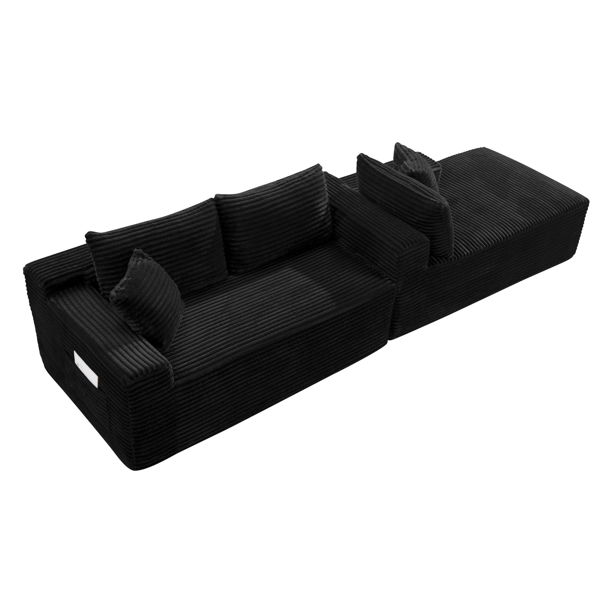 106.3 Inch Cloud Modular Sectional Sofa Couch with L-Shape Chaise, Deep Seat Corner Couch with Reversible Chaise Lounge for Living Room No Assembly, Black