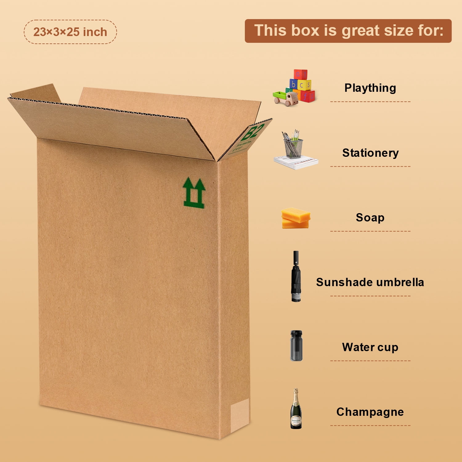 25 Pack Slim Extra Long Moving Boxes – 23" x 3" x 25" – Cardboard Containers for Home Packing & Storage