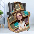 thumbnail image 4 of Geek Soft Flannel Fleece Blanket, Happy Student Girl in Library Studying Reading a Textbook Themed Digital Image Print, Cozy Plush for Indoor and Outdoor Use, 50" x 70", Multicolor, by Ambesonne, 4 of 5