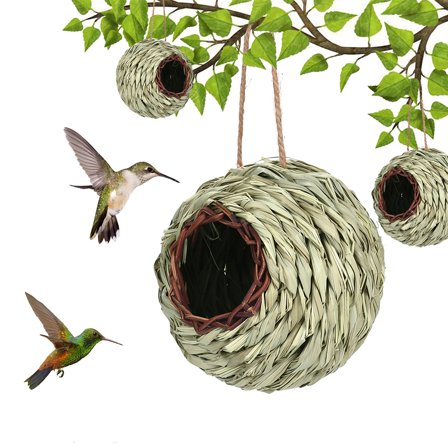 Handwoven Decorative Bird Nest Ball – Creative DIY Birdhouse for Garden Decor, Educational Craft for Kids
