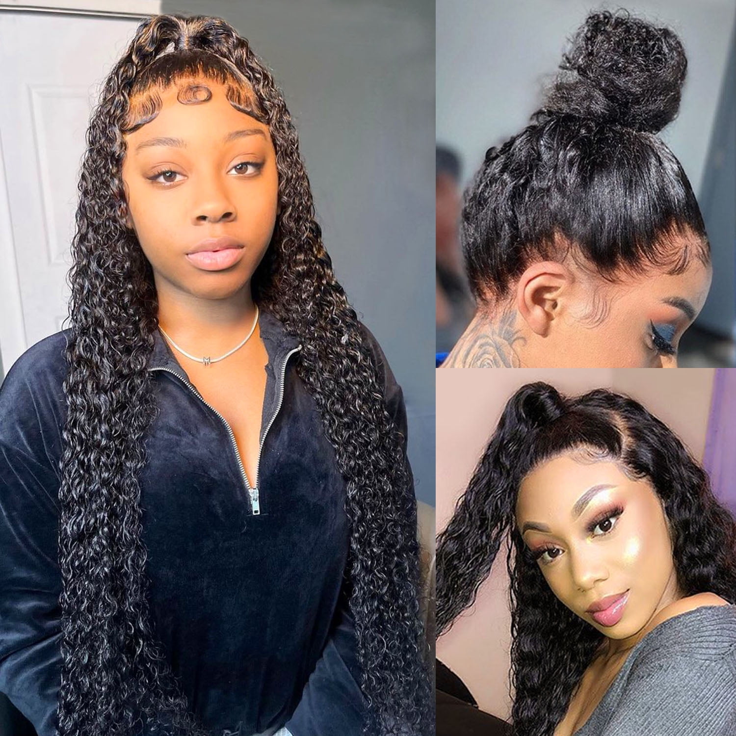 Water Wave Lace Front Wigs Human Hair Wigs for Black Women 13x4 HD Lace Frontal Wigs Human Hair 150% Density Pre Plucked with Baby Hair 20 Inch Curly Human Hair Wigs