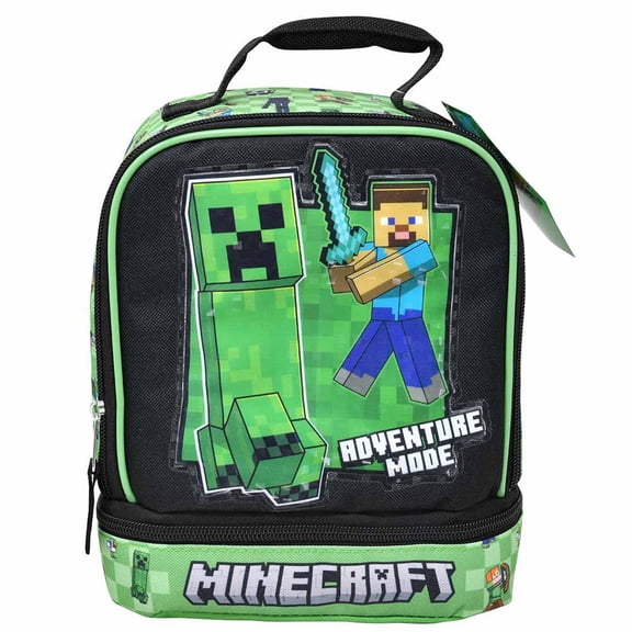 Fast Forward Minecraft Kids Insulated Lunch Bag with Handle, Drop Bottom Lunch Bag Design