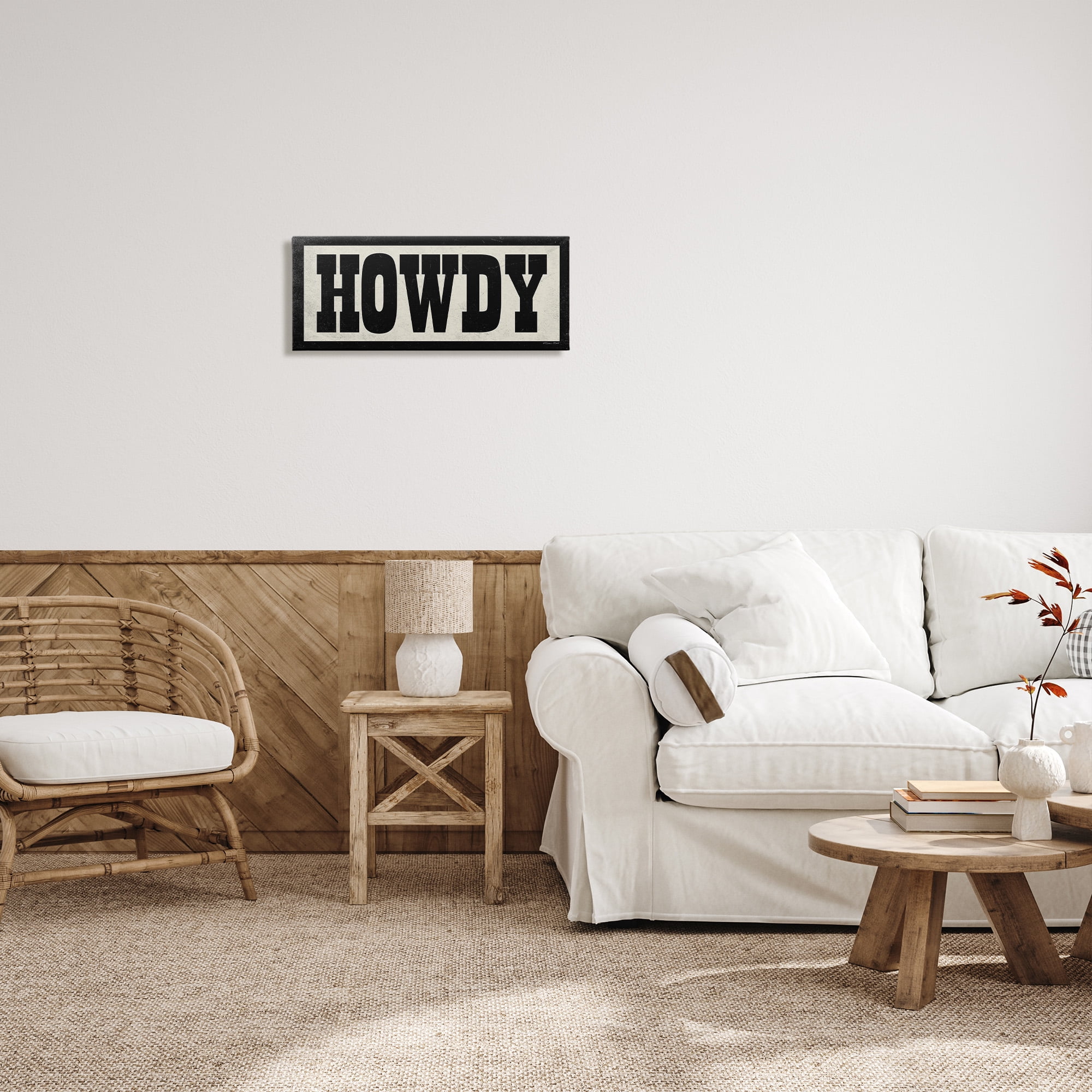 Stupell Industries Vintage Howdy Sign Typography Painting Gallery Wrapped Canvas Art Print Wall Art, 24 x 10