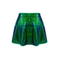 thumbnail image 2 of TiaoBug Kids Girls Shiny Sequin Skirts Sparkly Skater A Line Mini Skirt for Dance Performance Turquoise 14, 2 of 5