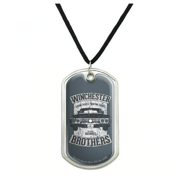 Supernatural Winchester Brother's Impala Military Dog Tag Pendant Necklace with Cord