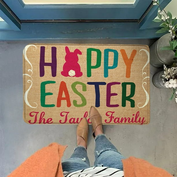 Tapete de Entrada para El Día de Pascua - Tapete para La Puerta Principal - Alfombra de Baño Súper Absorbente de Secado Rápido - Base de Goma Antideslizante, Lavable - Verde, 40X60 Cm