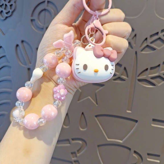 Halloween Christmas Holiday Gift Sanrio Beaded Keychain Hello Kitty Cinnamoroll Kuromi Cute Cartoon Doll Pendant Phone Chain Keychains Bag Pendant Accessories