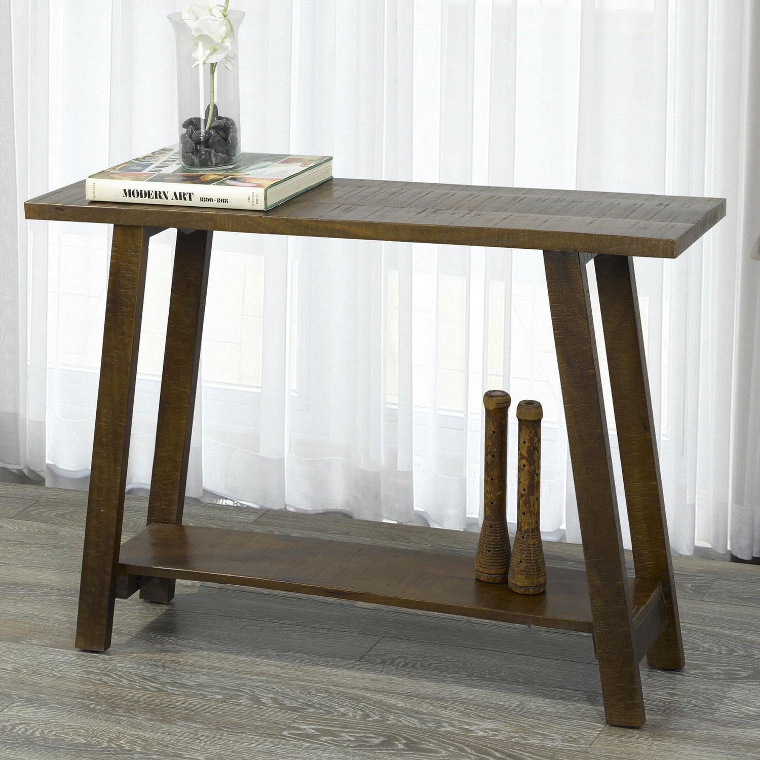 Rustic Modern Solid Wood Console Table in Walnut