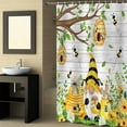 thumbnail image 2 of Fabric Shower Curtain, Bee Gnome Honey Honeycomb Sunflowers Grass Tree Wood Grain Shower Curtains with 12 Hooks Waterproof Machine Washable Bath Curtains for Bathroom, 48x 72in, 2 of 6