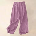 thumbnail image 2 of Timegard Womens Wide Leg Pants High Waist Lightweight Button Solid Color Loose Trousers Summer Casual, 2 of 7