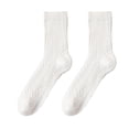 thumbnail image 2 of Dujiujun 1 Pair Women Socks Mid-tube No Odor Solid Color Twisted Flower High Elasticity Anti-slip Breathable Soft Sweat-absorption Anti-shrink Sports Cotton Piled Socks, 2 of 8