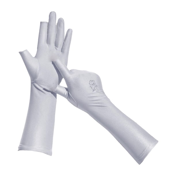 Guantes de protección solar para mujer, guantes de verano, guantes transpirables con protección solar táctil. Gris