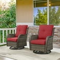 thumbnail image 3 of POCASSY Outdoor Wicker Rattan Swivel Rocking Patio Club Accent Chairs with Cushions, 3 of 7