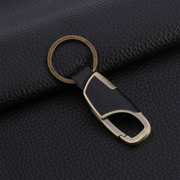 WHAMVOX Men's Leather Key Ring Chain Metal Keychain for Home (Bronze)