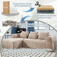 thumbnail image 3 of MOONMISS Chenille Upholstered Modern Modular L-shaped Sectional Compression Sofa with 3 Pillows-Khaki, 3 of 5