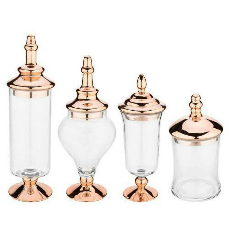 MyGift Clear Glass & Copper-tone Kitchen & Bath Storage Containers, Set of 3