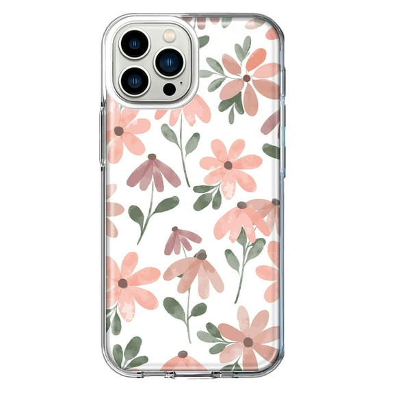 Mundaze - Case for Apple iPhone 15 Pro Slim Shockproof Hard Shell Soft TPU Heavy Duty Protective Phone Cover - Cute Pink Flowers