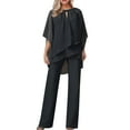 thumbnail image 2 of BLOCLOALO 2 Piece Lounge Set 3/4 Sleeve Tops Fashion Solid Color Loose Leisure Set Casual Suit Fashion Summer Short Sleeved Trendy Business Sets Oversized Lounge Sets Trendy Lounge Sets Black L, 2 of 4