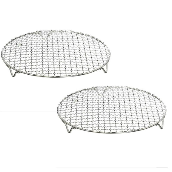 2Pcs Round Cooking Rack Grill Rack Bake Steam Grill Stainless Steel Suitable For Air Fryer/Stock Pot/Pressure Cooker/Cake Pan Oven And Dishwasher Barbecue Grill