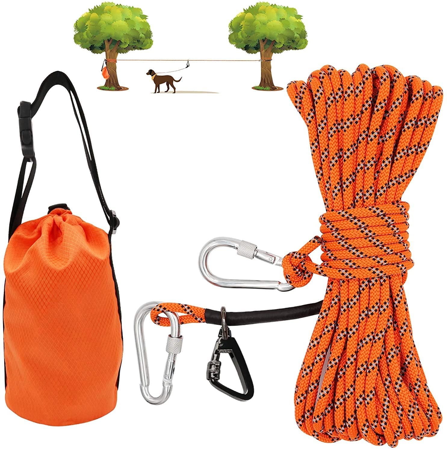 50ft Dog Runner For Yard/ Dog Tie Out Cable/ Dog Runner/ Dog Leads For