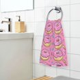 thumbnail image 3 of Yayeee 2 Pack Hand Towels for Bathroom 100% Cotton 16" x 28" Soft Absorbent Kitchen Towel, Pink Doughnuts, 3 of 7