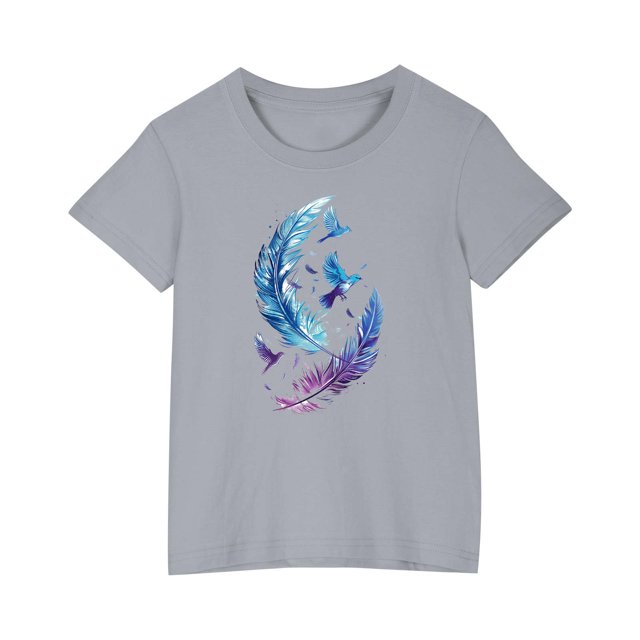 RXIRUCGD 2025 Vêtements d'Été pour Enfants T-shirt Imprimé Mode Mignon Col Rond Manches Courtes