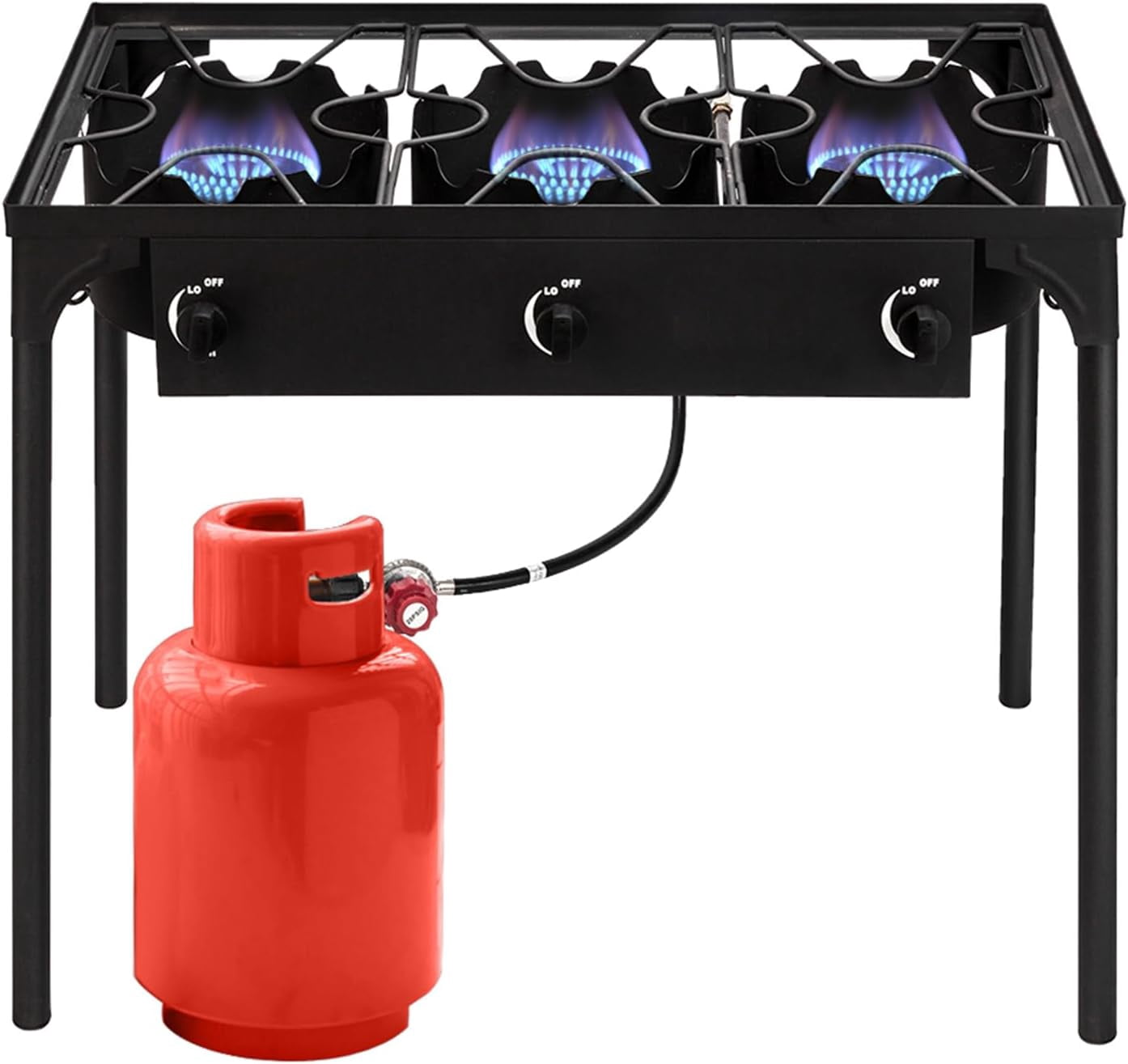 Outdoor Portable Propane Gas Stove with Heavy Duty Cast Iron Burner and Detachable Stand Legs for Camping