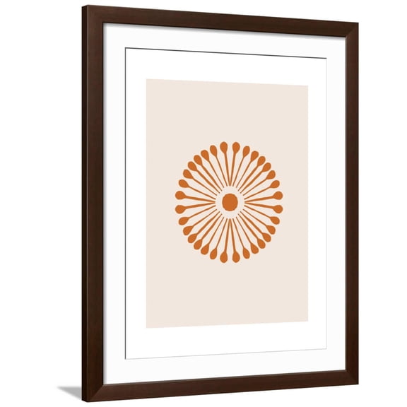 Art.com Linocut Floral Mandala in Citrus Art Print, Brown Frame Wall Art, 32" x 40"