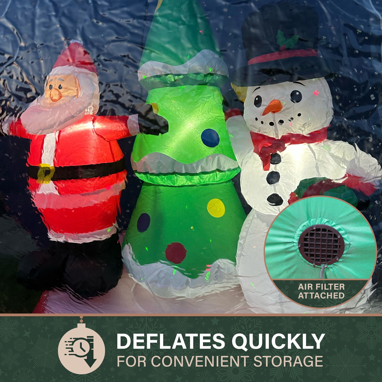 Fraser Hill Farm 6-ft. Tall Prelit Santa and Snowman Snow Globe Inflatable, FHFSNWGLOBE062-L