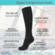 Lanola 2 Pairs Zipper Socks, 15-20 mmHg Closed Toe Compression Stocking with Zipper for Women and Men