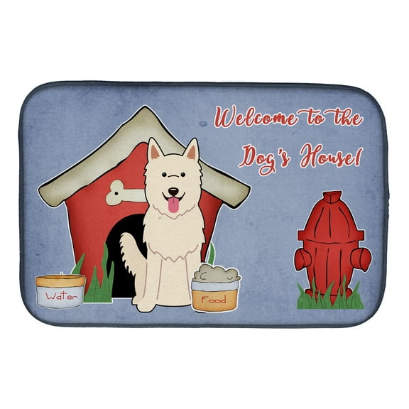 Dog House Collection White German Shepherd Dish Drying Mat