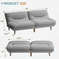 thumbnail image 4 of Homall Futon Sofa Bed with Adjustable Backrest & Five Angles Adjustable Armrests Sofa Couch for Small Spaces Living Room Office,Fabric Gray, 4 of 7