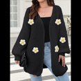 thumbnail image 4 of Suéteres Femeninos con Cuello en V, Larga, Estampado Floral, de Punto Abierto, Sin Botones, de Moda, para Exteriores. Negro Talla Única, 4 of 8