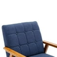 thumbnail image 6 of Accent Armchair, Mid-Century Leisure Chair with Solid Wood Armrest and Feet, Living Room Chair Side Chair with Padded Cushion, Single Sofa Chair Lounge Chair, for Living Room Studio, Navy Linen, 6 of 7