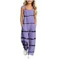 thumbnail image 2 of Taqqpue Girls Sleeveless Jumpsuit Spaghetti Strap Wide Leg Romper with Side Pockets Gradient Print Casual Summer Outfit Clothes for Girls Kids Size 5-16 Years, 2 of 10