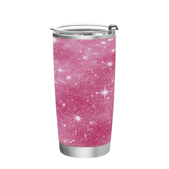 20oz Stainless Steel Tumbler with Straw, Double Wall Insulated Travel Tumbler Pink Glitter Background