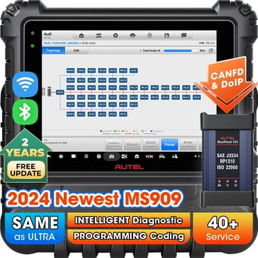 Autel Scanner MaxiSys MS909 Top Intelligent Diagnostic Scan Tool Topology 2.0,  40  Service, Active Tests 2 Year Free Update Same as MS Ultra MS919