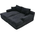 thumbnail image 4 of Oversized Chaise Lounge Chair Loveseat | No Assembly, Plush Cushioned Lounge Sleeper Sofa Bed, Soft Corduroy, 86.6"W Deep Seat Sectional Loveseat Chaise for Living Room, Bedroom or Home Theater Black, 4 of 9