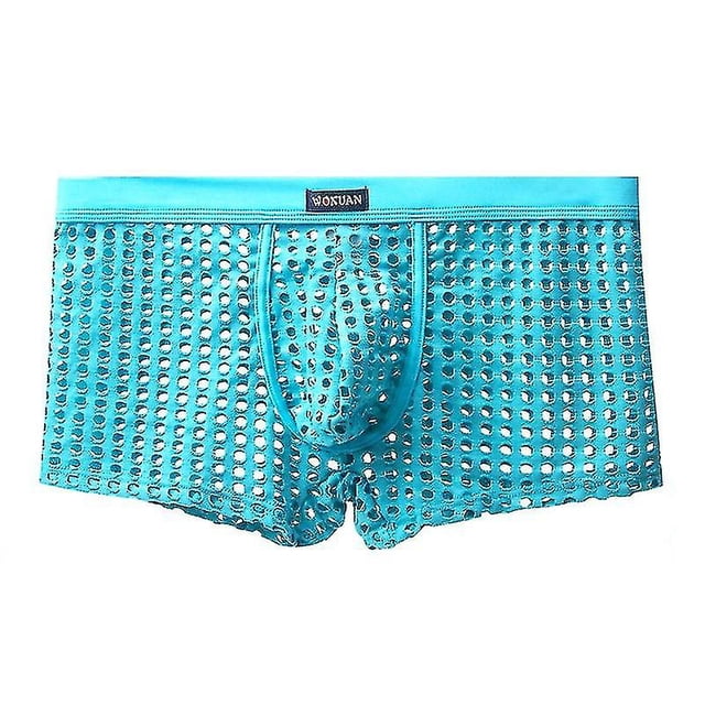 Ropa interior de rejilla para hombre, calzoncillos tipo bóxer transparentes, lencería hueca de malla, pantalones cortos