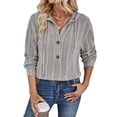 thumbnail image 3 of Sudadera con Capucha Extragrande de Otoño para Mujer, con Cuello en V y Larga. Gris L, 3 of 8