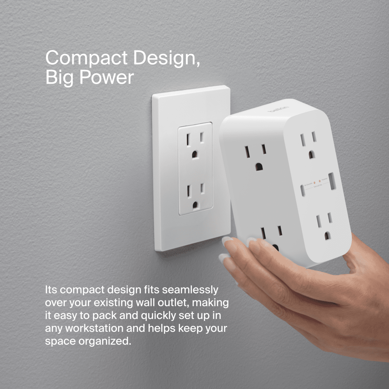 Belkin 6-Outlet Surge Protector Power Strip, Wall-Mountable with 6 AC Outlets, Overvoltage Protection, LED Indicator - USB-C Port & USB-A Port w/ USB-C PD Fast Charging - 1680 Joules of Protection