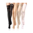 thumbnail image 1 of Chenchen 4/6 Pairs Thigh High Stockings for Women Silk Shiny Sheer with Lace Top over The Knee Sexy Hosiery for Cosplay, 1 of 1