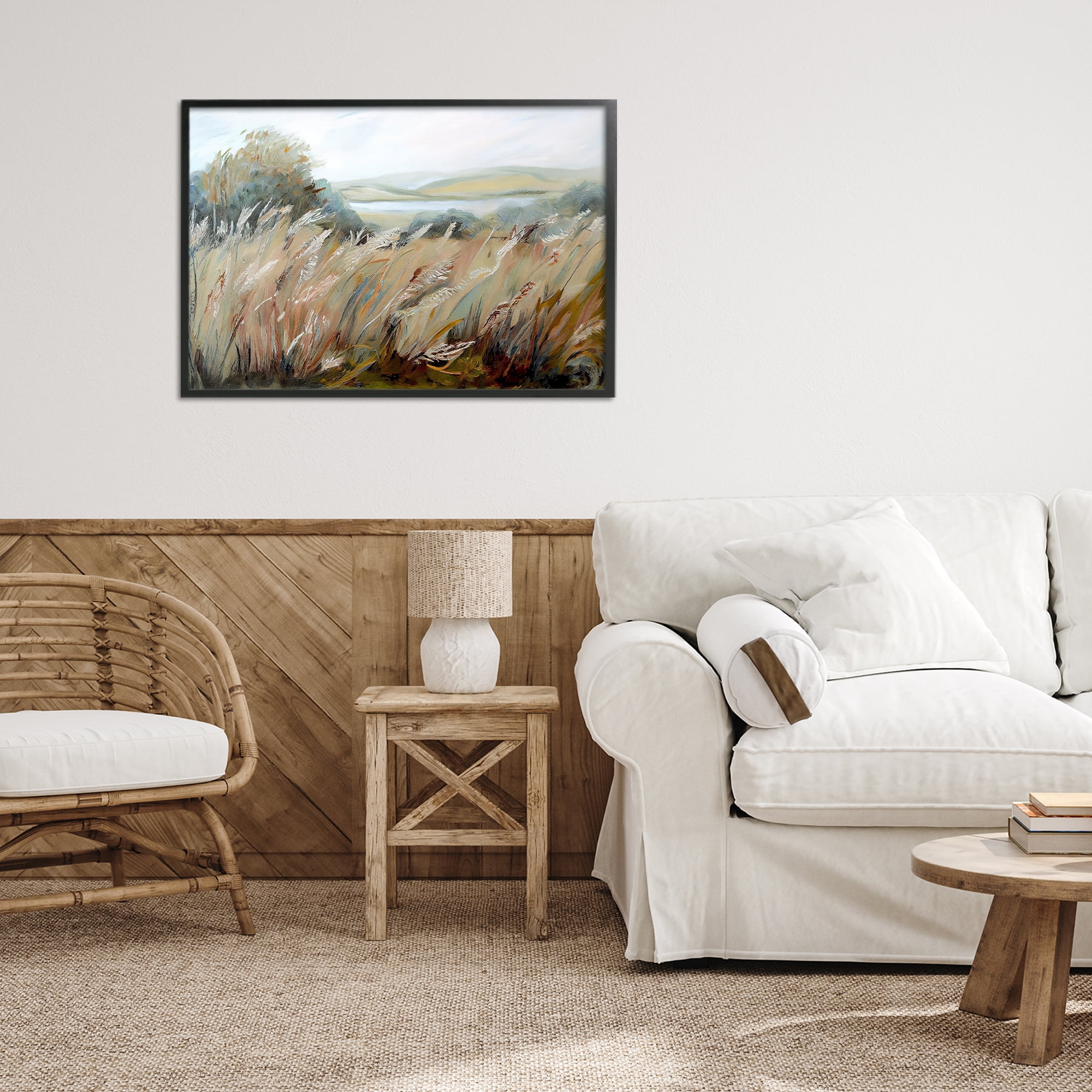 Windy Meadow Distortion Black Framed Giclee Art, design by Sasha