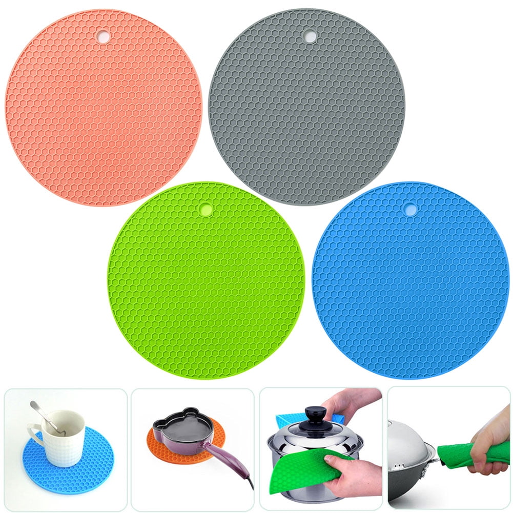 Green Honeycomb Round Heat Resistant Silicone Trivet Mat  Pot Holder Non Slip 